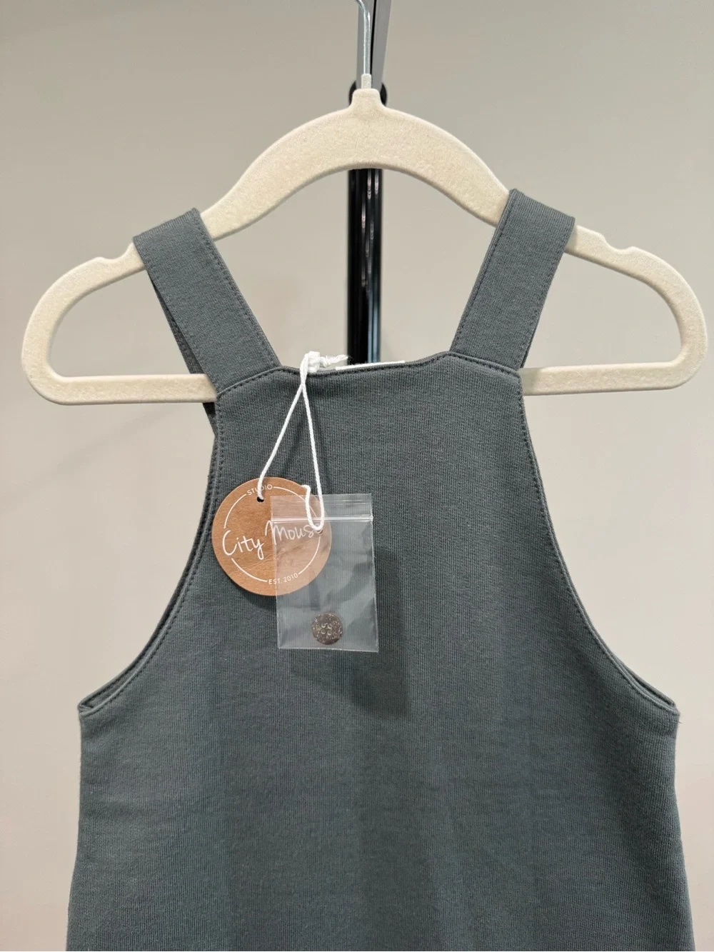 NWT City Mouse Infant Knit Shortalls Overalls Steel Gray, Size 9-12 Months